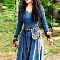 Moteriška mada Viduramžių ilgomis rankovėmis didelė suknelė, chalatas, senovinė pasakų elfų suknelė, renesansinė keltų vikingų rūbai, fantastiniai balių suknelės S mėlyna