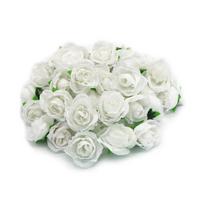 50PCS Simulation Rose Head Decorative Reusable Silk Fake Rose Flower for Wedding Party White balta