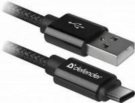 Defender USB kabelis USB09-03T PRO USB 2.0 AM-C Type-C, 1.0 m, 87814