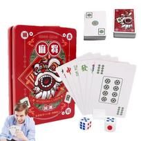Mahjong Kortelės Oficialus Standartas Žaidžiant Mahjong Didelis Spaudinys Kortelė Mažas Dydis Klasikiniai Stalo Žaidimai Šeimos Veikloms Draugams raudona