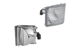 Kampinis halogeninis darbo šviestuvas, kairysis, 12 V, 50 W, kvadratinis, baltas, 98x110x111 mm, PGJ13 kištukas, Wesem