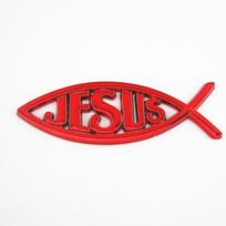 3D Jėzaus Žuvies Emblemos Krikščioniškas Simbolis Logotipas Lipdukas Automobilio Kėbulo Langas Sunkvežimio Ženklelis Lipdukas raudona
