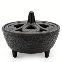 Multifunctional cast iron incense burner with copper inserts-perfect for oiling,ceremonies and home decor (diameter 7.87cm), to decorate incense seats Incense burner + incense seat gray