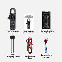FNIRSI DMC-100 DC kintamosios srovės gnybtų matuoklis 10000 skaitikliai 600A amperimetrinis USB įkroviklio gnybtų testeris NCV elektriko įrankiai juoda