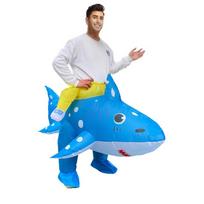 Mėlynojo ryklio pripučiamas kostiumas suaugusiems One size (150-190cm) mėlyna