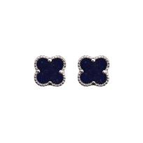 7MM Keturlapio dobilo auskaras Lapis lazuli 925 prabos sidabras Platinuoti auskarai mėlyna