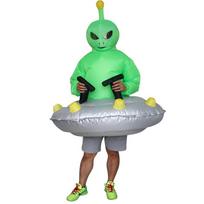 Skraidančios lėkštės ateivio pripučiamas kostiumas, suaugusiems One size (150-190cm) žalia
