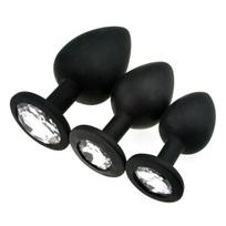 SuperLove Jewel Silicone Butt Plugs Training Kit Black-Clear
