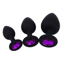 SuperLove Jewel Silicone Butt Plugs Training Kit Black-Purple