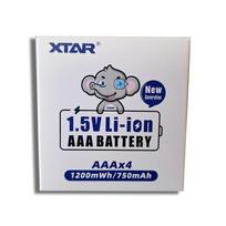 Xtar AAA įkraunamos Li-ion baterijos 1200mWh 680/750mAh  su dėžute 4 vnt.