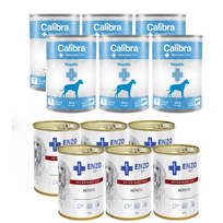 Calibra Veterinary Diets Dog Hepatic 6x400g + ENZO VET Hepatic nuo kepenų ligų šunims 6x400g