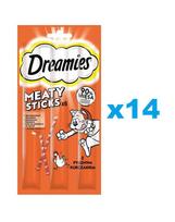DREAMIES Meaty Sticks – skanėstai su skania vištiena suaugusiems katėms 14x30 g.