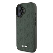 DKNY PU Leather Grid Pattern Magsafe Apple iPhone 16 dėklas telefonui žalios spalvos