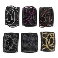6pcs Adjustable Elastic Hair Comb Accessory Stretchy Double Comb Hair Clip for Girls