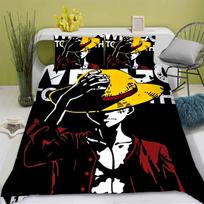 One Piece Anime Duvet Cover Set Comforte Printed Cartoon Twin Size Bedding Sets Christmas Gifts 3-piece Set Home Decor 135x200cm white