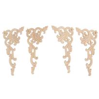4 vnt. Medžio Kampo Aplikacijos Dekoratyvinis Drožinėtas Kampas Onlay Aplikacija Spintelės Durims Lovai Drabužių Spintai