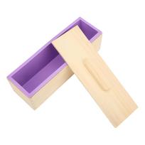 Muilo kepalas forma lanksti violetinė silikoninė DIY rankų darbo muilas skrebučiai medinė dėžutė forma rinkinys su dangteliu