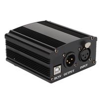 48 V fantominis maitinimo šaltinis 1 kanalo kondensatoriaus mikrofono maitinimo šaltinis su XLR 3 kontaktų kabeliu ir USB kabeliu
