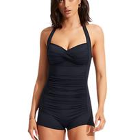 SEAFOLLY Collective vientisas maudymosi kostiumėlis su šortukais