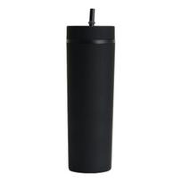 Kūdas gertuvas su dangteliu ir šiaudeliu 16 oz Gerkliukas BPA neturintys gertuvai Dvisienis izoliuotas puodelis ledinei kavai, arbatai, vandeniui, kelioninis puodelis rožinė raudona spalva