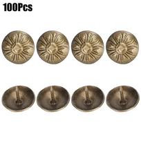 100 vnt. 16 x 13 mm burbuliukų nagai su chrizantemos raštu, vintažiniai baldų apmušalų, sofos tvirtinimo dekoracijos