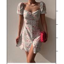 Floral Decoration Short Skirt Women's Dress S abrikosas