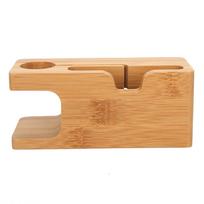 Bamboo Charging Dock Station for Mobile Phone Watch Portable Chargeable Holder Bracket
