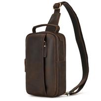 New Chest Top Layer Cowhide Retro Crossbody Bag Outdoor Cowhide Shoulder Bag Genuine Leather Backpack