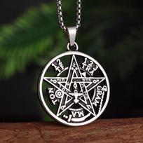 Nerūdijančio plieno raganavimo pentagramos pakabukas vyriškas žydiškas hebrajų tetragrammatono karoliai vyriškas vintažinis amuletų papuošalas