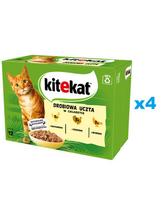 KITEKAT Naminių paukščių šventė 48x85 g drėgno visaverčio maisto suaugusioms katėms su vištiena, kalakutiena ir paukštiena drebučiuose
