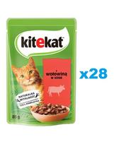 KITEKAT Jautiena padaže 28x85 g suaugusioms katėms