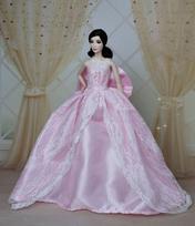 Rožinė su kaspinėliu vestuvinė suknelė Barbie lėlei Drabužiai 1:6 Vakarinio vakarėlio suknelės Lėlių drabužiai Barbie lėlių nameliui violetinė