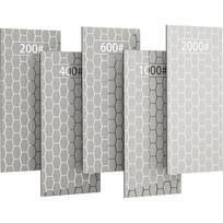 Deimantiniai galandinimo akmenys, 5 vnt. deimantinės galandinimo plokštelės korėtos paviršiumi su neslystančiu padu nuo grubaus iki itin smulkaus 200/400/600/1000/2000 grūdėtumo