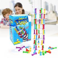 Vaikų kauliukų balanso stalinis žaidimas Pisa Tower Jenga Spalvoti statybiniai blokai medinis žaislas