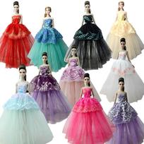 10 vnt./partija Lėlių drabužiai Barbie lėlei Apranga Oficialios vakarinės suknelės Drabužiai Barbie lėlei Šventinė suknelė 1/6 Lėlių aksesuarai Žaislas įvairiaspalvis