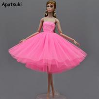 Rožinė vasarinė suknelė Trumpa baleto suknelė Barbie lėlei Drabužiai Šventinė suknelė Drabužiai Barbie lėlėms Apranga 1/6 lėlės priedai rožinė