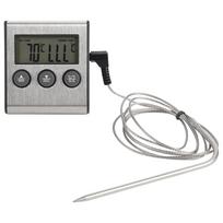 BBQ Thermometer Meat Food Cooking Probe Thermometer with Timer Temperature Measuring Tool