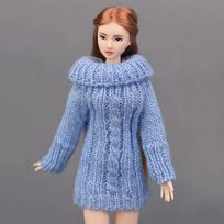Mėlynas megztas austas megztinis Barbie lėlės drabužiams Rankų darbo viršutiniai drabužiai Paltai Suknelės Lėlių drabužiai 1/6 Lėlių aksesuarai Vaikams PASIDARYK pats žaislas Dovana vaikams mėlyna
