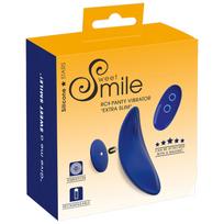Smile - dėvimas itin plonas, nuotolinio valdymo kelnaičių vibratorius (mėlynas)
