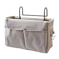 Nightstand Hanging Bag Cotton Linen Bedside Storage Pocket Organizer Basket for Bunk Bed Dorm Rooms