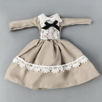 Khaki White Lace Fashion Lolita Doll Dress For Barbie Doll Outfits Clothes For 1/6 BJD Doll Party Gown Toys For Children pilka