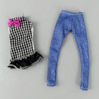 1Set Fashion Doll Clothes Set For Barbie Doll Outfits Plaid Top Denim Pants for 1:6 BJD Doll 1/6 Dollhouse Accessories Toy mėlyna