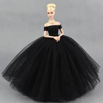 Juoda maža suknelė vestuvinėms suknelėms Barbės lėlėms Princesės vakarėlio drabužiai nešioja ilgas sukneles drabužiai Barbės lėlėms juoda