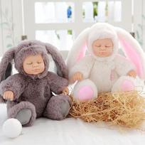 1Pcs Reborn Baby Long-eared Rabbit Plush Doll 1 violetinė