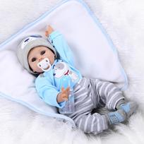 55 cm Kawaii Kids Reborn Baby Doll Silikono tikroviška dovana mėlyna