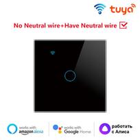 Išmanieji jungikliai 1/2/3 gyslų Wifi jutiklinis šviesos jungiklis sieninis jutiklinis jungiklis Tuya valdymas Smart Life Alexa Google Home Assistant 1 Gang juoda