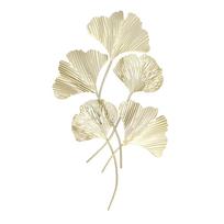 Metalinė sienų dekoracija Geležinė imituota 3D ginkmedžio lapų pakabinama sienų skulptūra svetainei, biurui