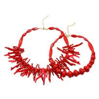 Vintažinis raudonojo koralo karoliai moterims Boho stiliaus ryškūs papuošalai Choker šventinės vakarėlių dovanos