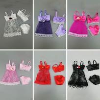 6 Rinkiniai/Partija Madingos Suknelės Barbie Lėlėms Drabužiai Pižama Apatiniai Naktiniai Naktinė Suknelė su Nėriniais + Liemenėlė + Kelnaitės Lėlės Aksesuaras įvairiaspalvis