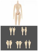 High Quality 1/6 BJD Dolls Accessories 28 Jointed Body for 11.5  Doll Movable Nude Naked Doll Body & 5 Pairs Doll's Replacement Hands smėlis